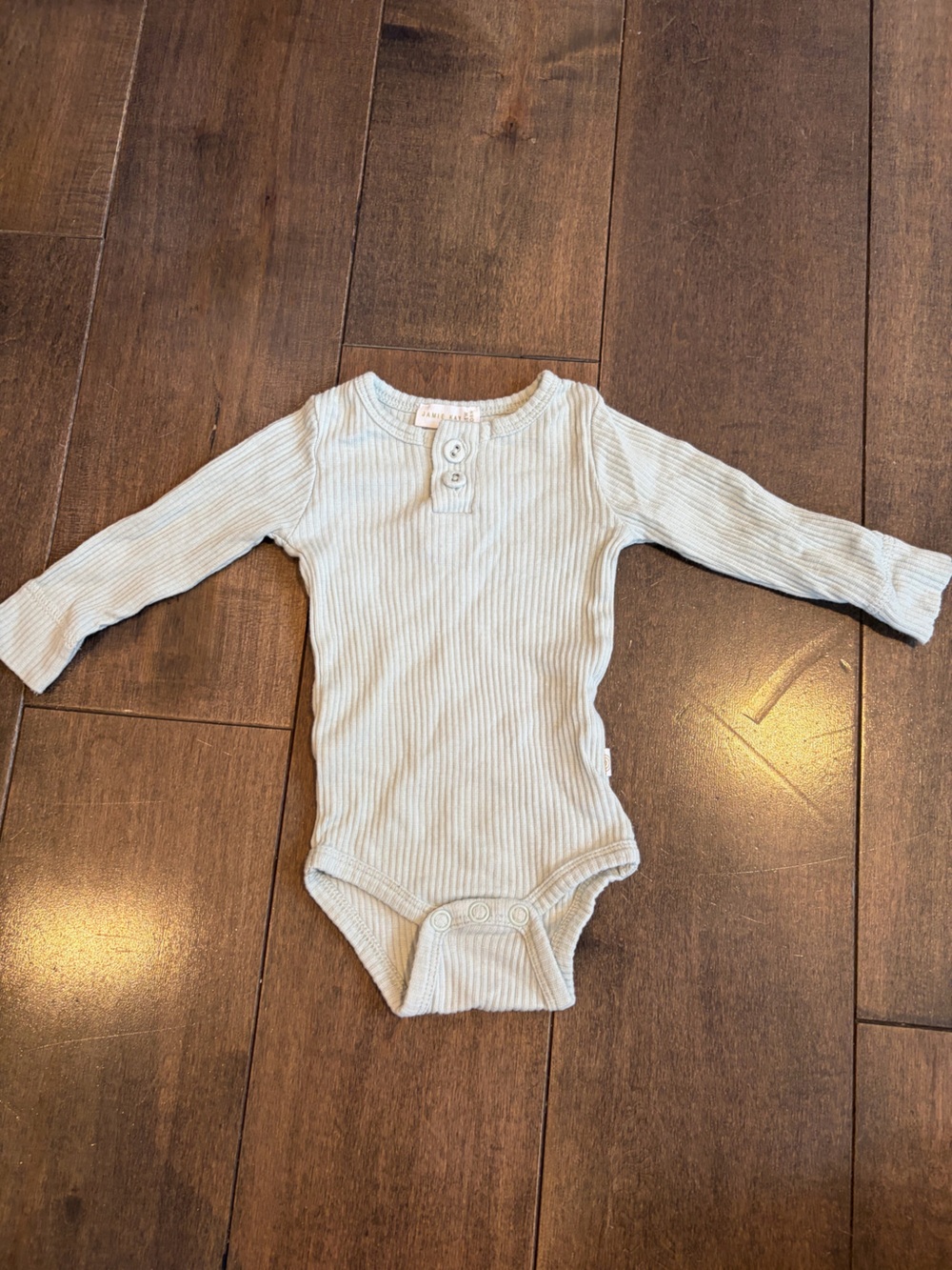 Jamie Kay Ribbed Long-Sleeve One-Piece Bodysuit in Light blue